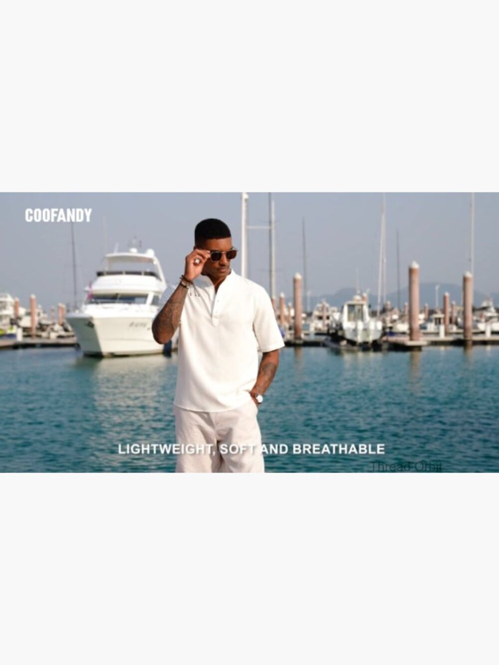 Casual Henley Shirt Short Sleeve Band Collar Linen Summer Beach Tee - Picture 7 of 7